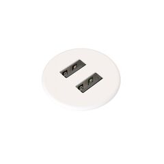 935-PM30W Built-in round USB charger, 2 ports, plastic, white