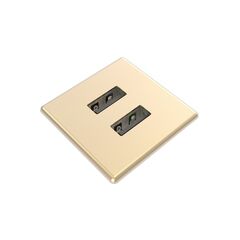 935-PM31M Built-in square USB charger, 2 ports, metal, yellow quartz