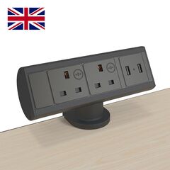9102200609 Axessline Desk - 2 socket type G, 2 USB-A charger, black